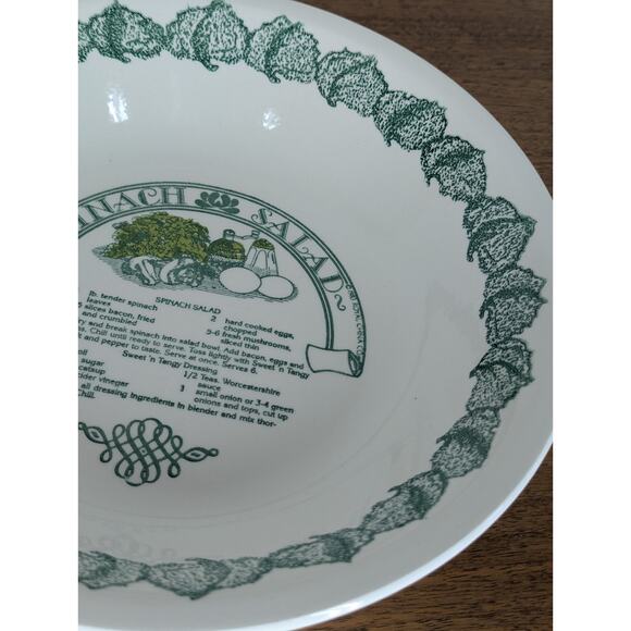 Vintage Garden Classics Spinach Salad Recipe Serving Bowl 1980s Royal China USA - Picture 5 of 10